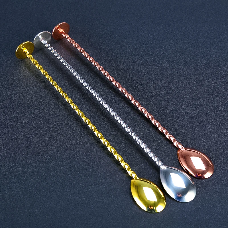 27.5cm Stainless Steel Cocktail Bar Spoon Disc Tail Drink Mixer Bar Stirring Mixing Barware