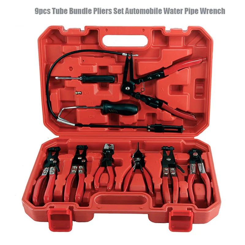 

9-piece Tube Bundle Pliers Set Car Water Pipe Pliers Calipers Straight Throat Tube Bundle Pliers Clamp Tool Pliers