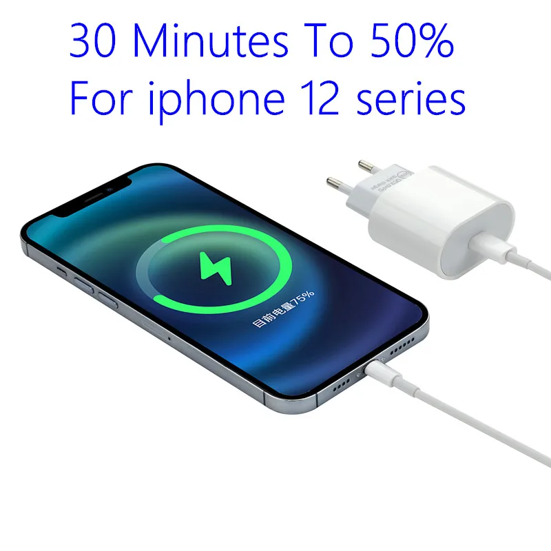 usb fast charge 20W PD Fast Charger For iPhone 13 EU US Plug 1M Data USB Type C Cable For iPhone 12 Charging USB-C Wire for iphone 11 pro ipad usb c 5v 3a