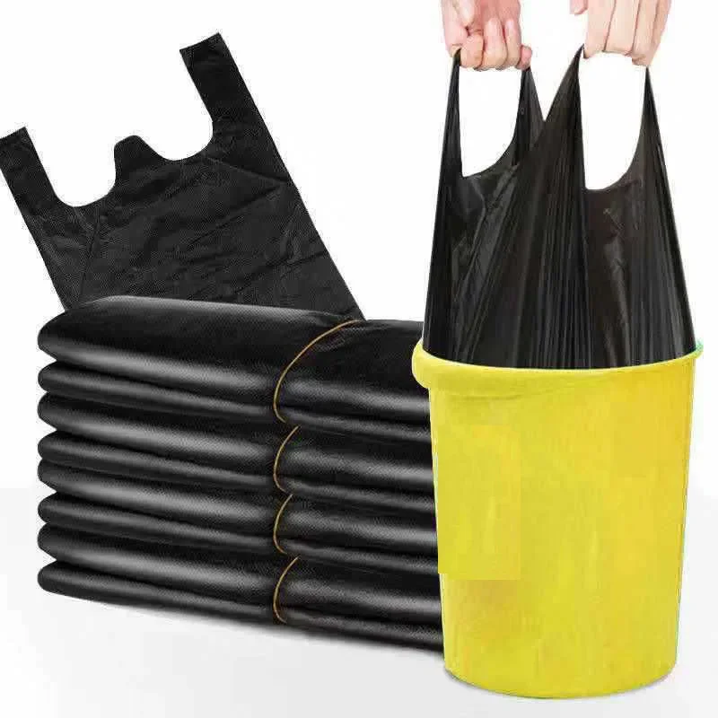 

50 PCS Thickened Black Vest-style Household Garbage Bag Kitchen Waste Portable Packaging Bag Disposable Large Trash Storage Bags