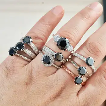 1-3 carat black color moissanite ring   Real Moissanite ring  for Women Man 18K Gold Plated Fine Jewelry Gift
