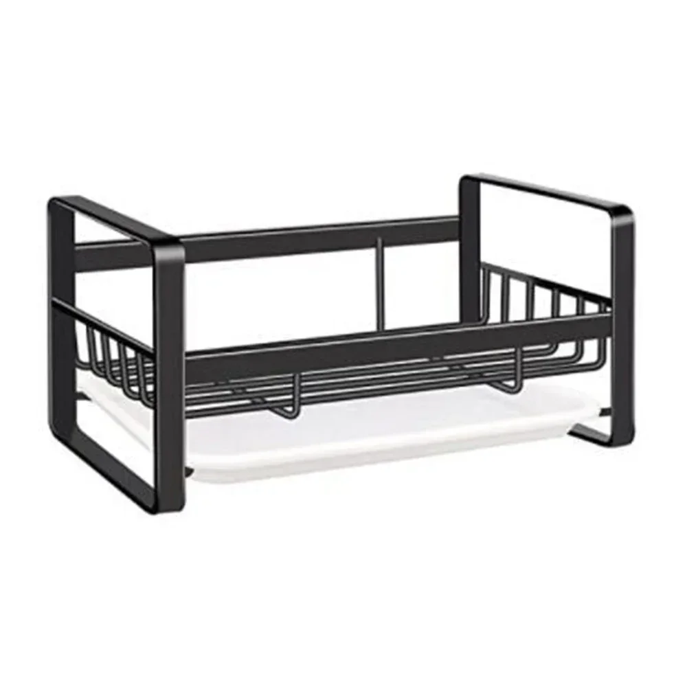 

Стеллажи для чистки Раковины из нержавеющей стали, держатель для губки, кухонная подставка, поднос для слива, черный, серебристый стеллаж для хранения