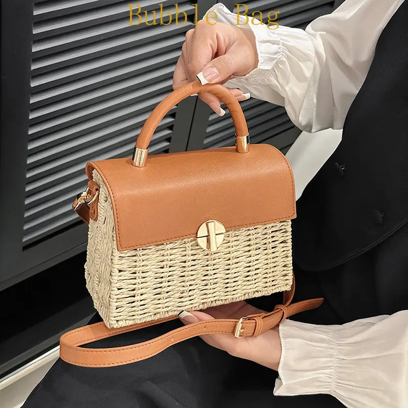 Trendy Designer Woven Handbags and Purses Women Shoulder Crossbody Bags 2023 New Beach Straw Messenger Bags High Quality