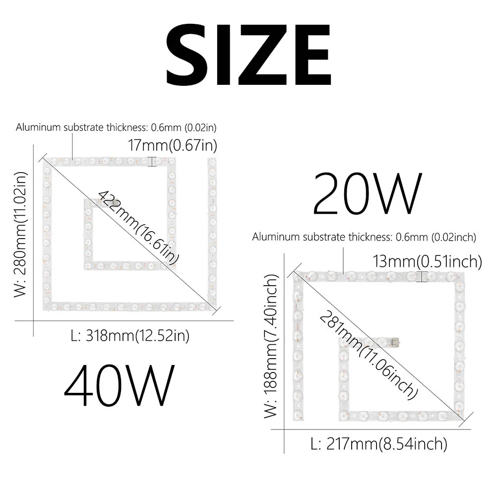 20W 40W LED 룸 패널 조명 모듈 보드 고전력 사각형 Led 램프 소스 심지 Remould 220V 천장 조명 통 백라이트