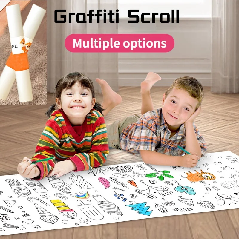 Children's Drawing Roll Sticky Color Filling Paper Graffiti Scroll