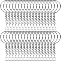 30pcs Silver Plated Metal Blank Keyring Keychain Split Key Ring with Chain Climbing Buckles Carabiner Keychain Rings Accessories