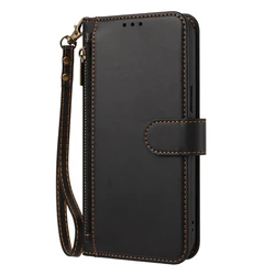 Premium Zipper Flip Wallet Case with Card Slots and Bag Compartments for Oukitel C61 (PT30 - Black)