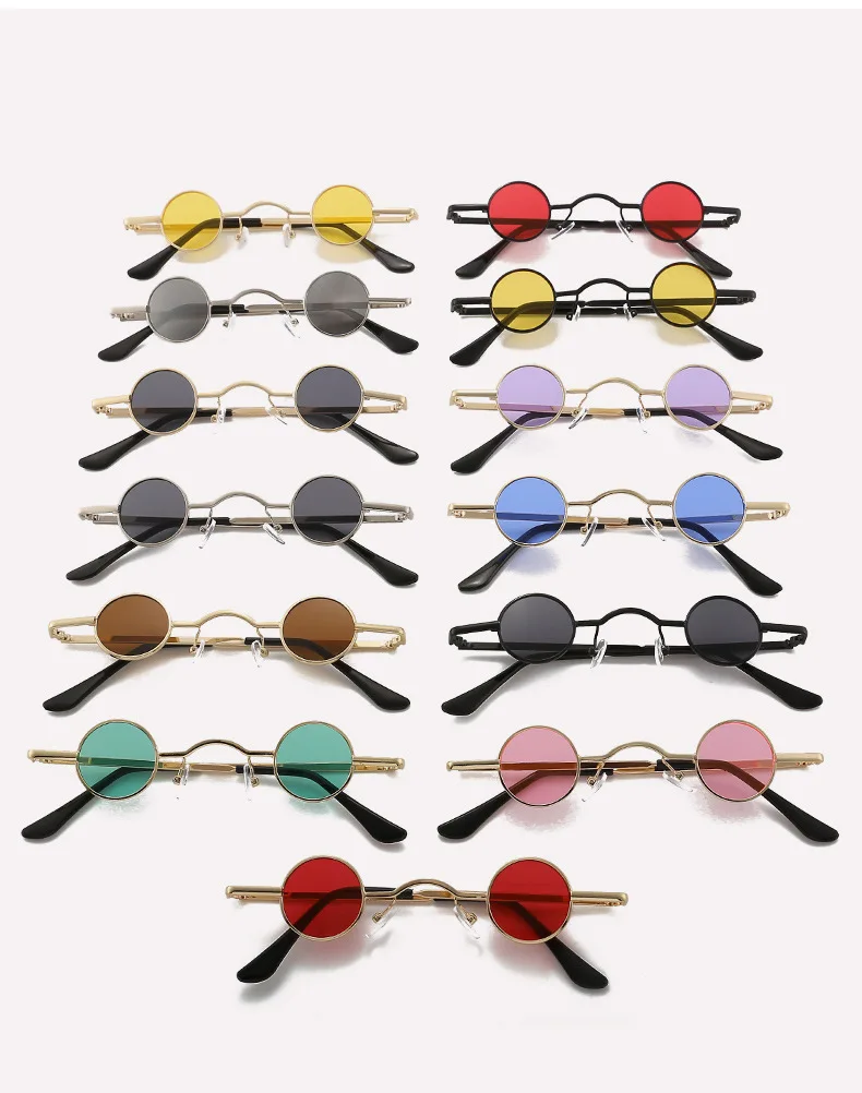 Beliebte Retro-Sonnenbrille im Mini-Format, rund, geeignet für Männer und Frauen, im Punk-Stil und mit lustigem Design.1059 – Detail 3