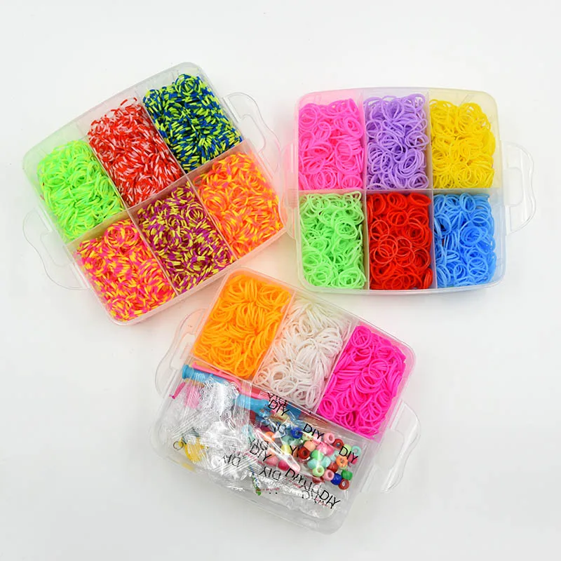 DIY Rubber Band Loom Bracelet Gift Box Loom Band Weaver Kit Loom Band Kit Loom Band Weaver Rubber Band Bracelet Kit Jewellery Making Kit Friendship Bracelet Making Kit Three-layer Weaving Machines Knitting Toys Crafts for Kids 4500pcs 15 Colors
