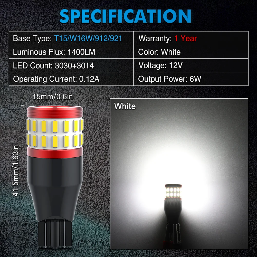 NAO W16W T15 LED , 1400LM Ʈ Ʈ ĵ   ڵ , 6000K 12V 921 912 T16    
