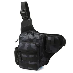 Men's Outdoor Tactical Chest Pouch - Versatile Crossbody Bag for Camping, Hiking, and Travel Adventures (Black Camo)