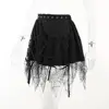 Women Skirt Halloween Spider-Web Decor Tassel Mini Skirt Elastic Waist Big Hem Gothic Metal Holes Summer Skirt Party Garment 6