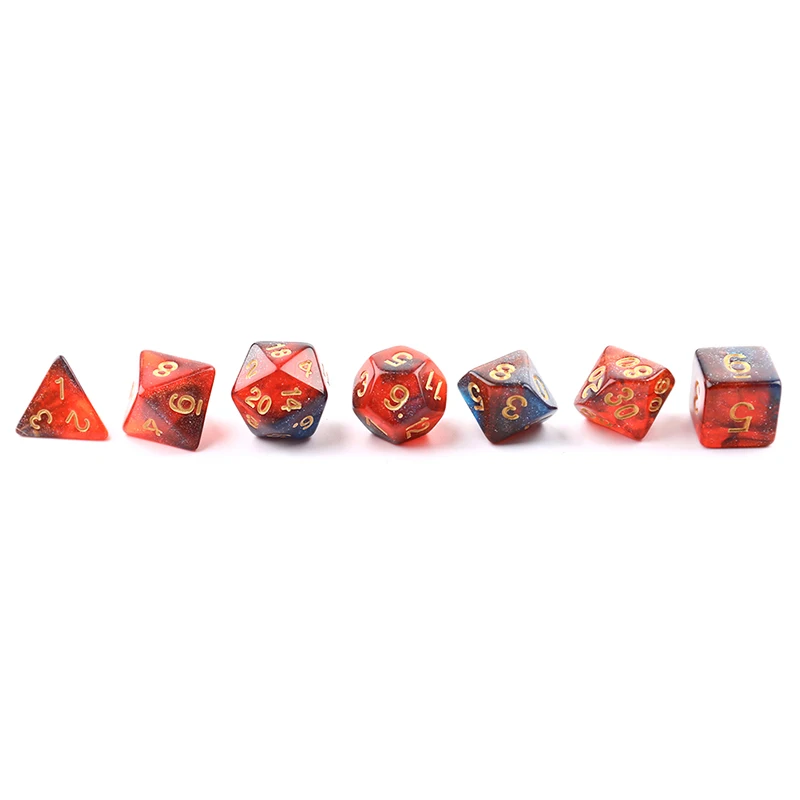 스타 샤인 글리터 스파클 다면체 주사위 세트, 가족 파티 보드 게임, TRPG, DND 게임용, D4, D6, D8, D10, D %, D12, D20, 세트당 7 개