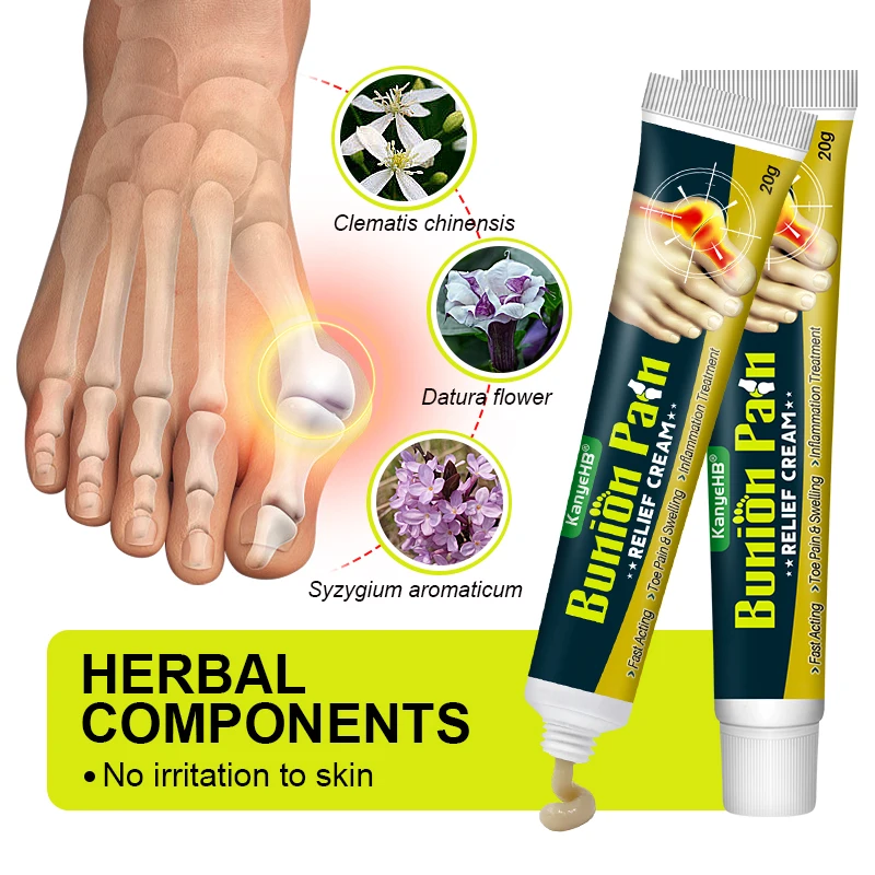 1Pcs Foot Gout Cream Arthritis Bone Thumb Corrector Finger Hallux Toe Bunion Joint Pain Relief Herbal Medical Care Ointment G049 knee pain relief cream pain relief cream skin care ointment