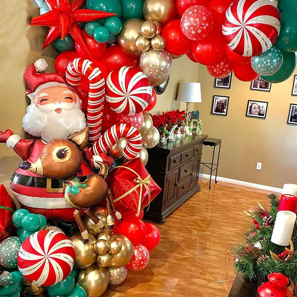 

Christmas Decoration 2023 Balloon Red Green Arch Garland Kits Candy Balloons Santa Claus Merry Christmas Party New Year Decor