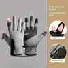 WRELS  Autumn Winter Warm Cycling Gloves Windproof Skiing Fish Touch Screen 2 Finger Flip Waterproof Thermal Anti-slip Gloves 4