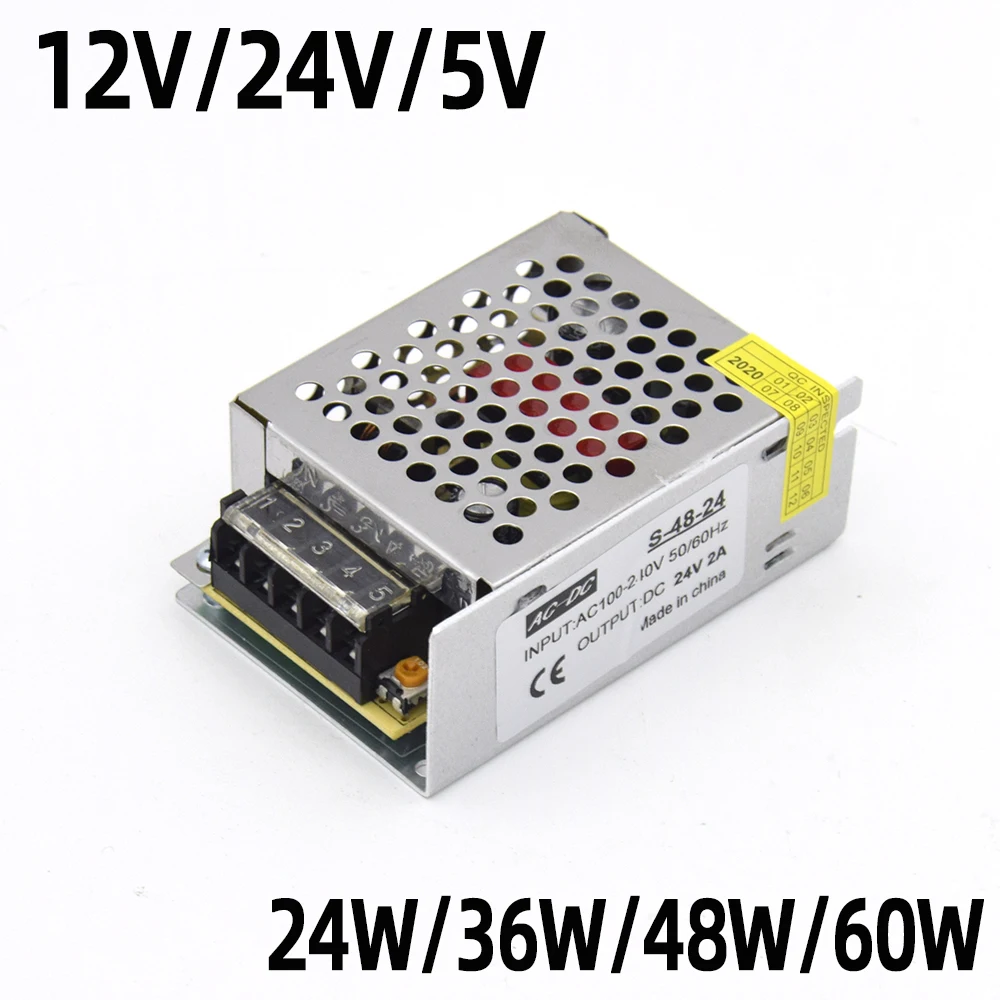 Lighting Transformers 110V 220V to DC 5V 12V 24V 24W 36W 48W 60W For CCTV LED Strip Power Supply Adapter