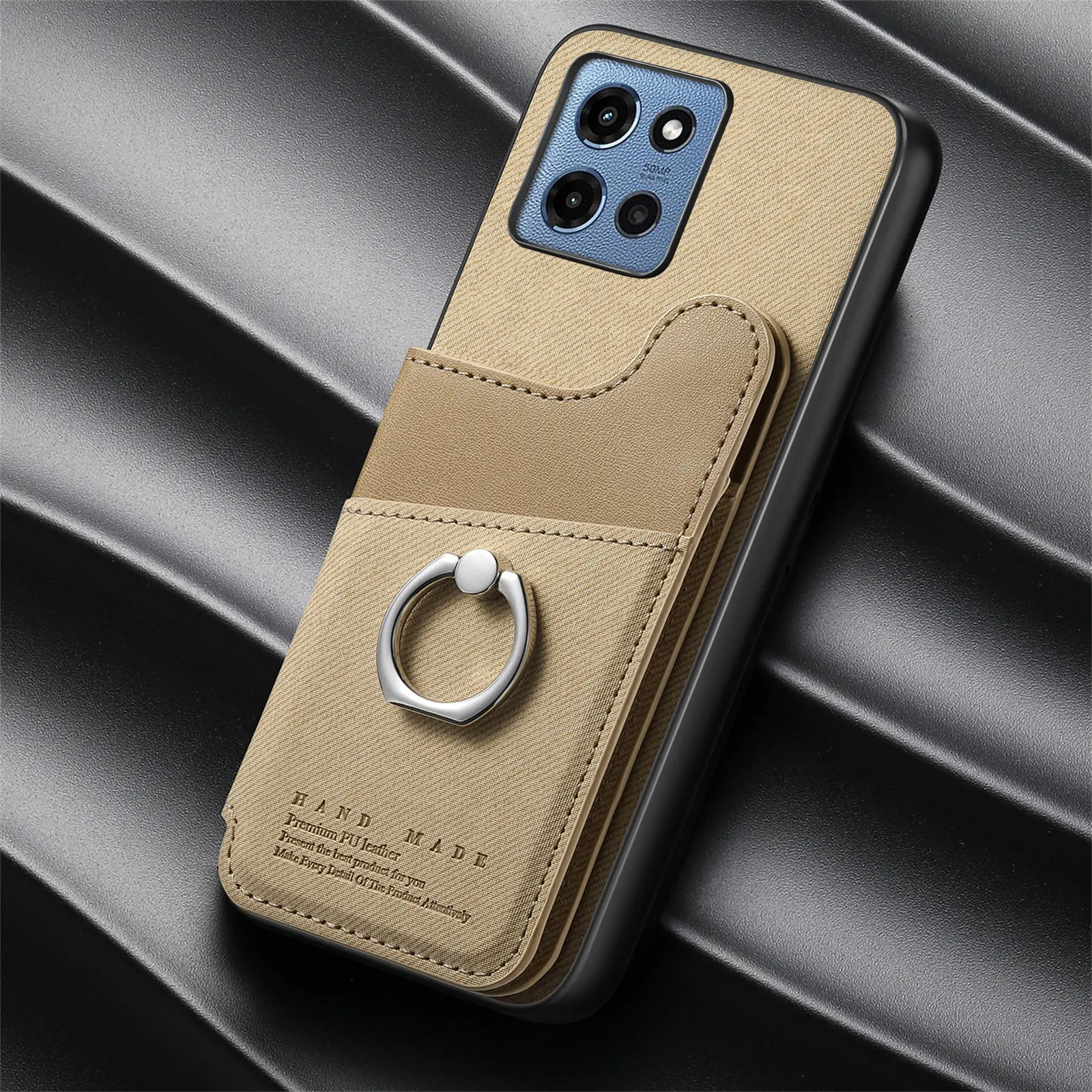 Elegant Double Button Magnetic Leather RFID Card Holder Wallet Back Case