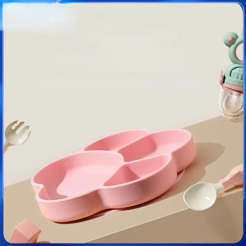 Baby Suction Plate Baby Suction Plate Straw 3 Compartments Strong Suction  Cup Anti-overturn Food Grade Dinnerware Anti-slip Silicone Toddlers Feeder  Dish Kitchen Supplies Anti-overturn Baby Plate