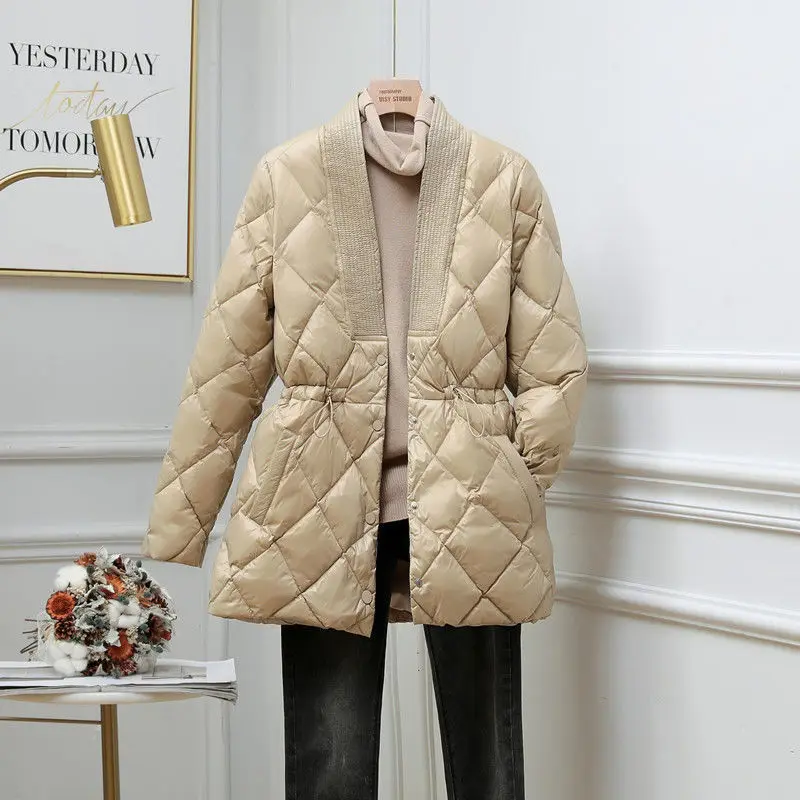 

Sigutan Winter New Clothes Women Jackets Coats Chic Elegant Female Jacket Medium Length Large V-neck Womens Clothing Parkas