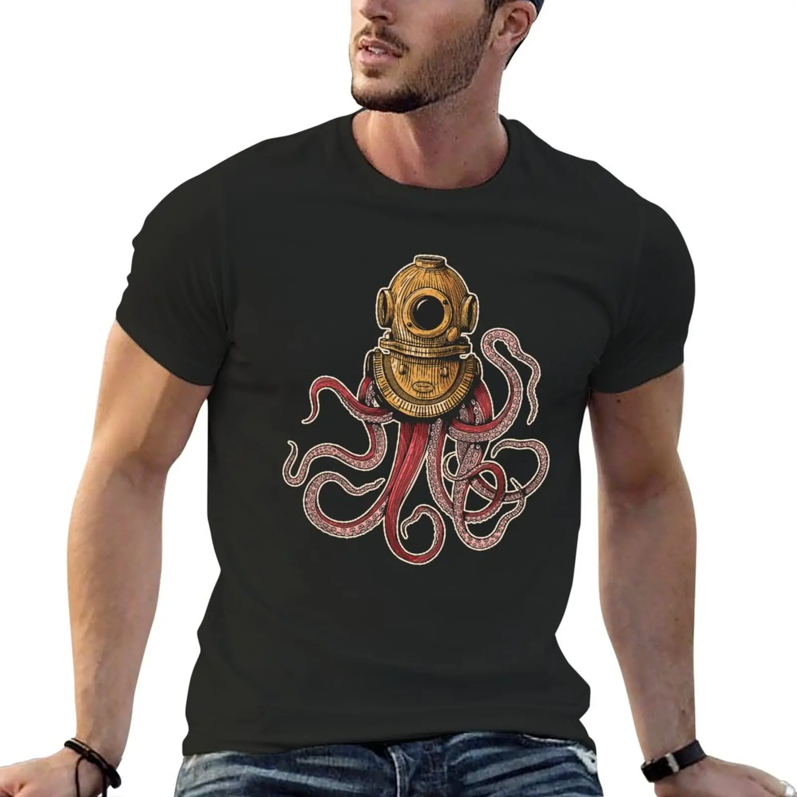 

Octopus in a divers helmet. T-Shirt boys t shirts plain t-shirt big and tall t shirts for men