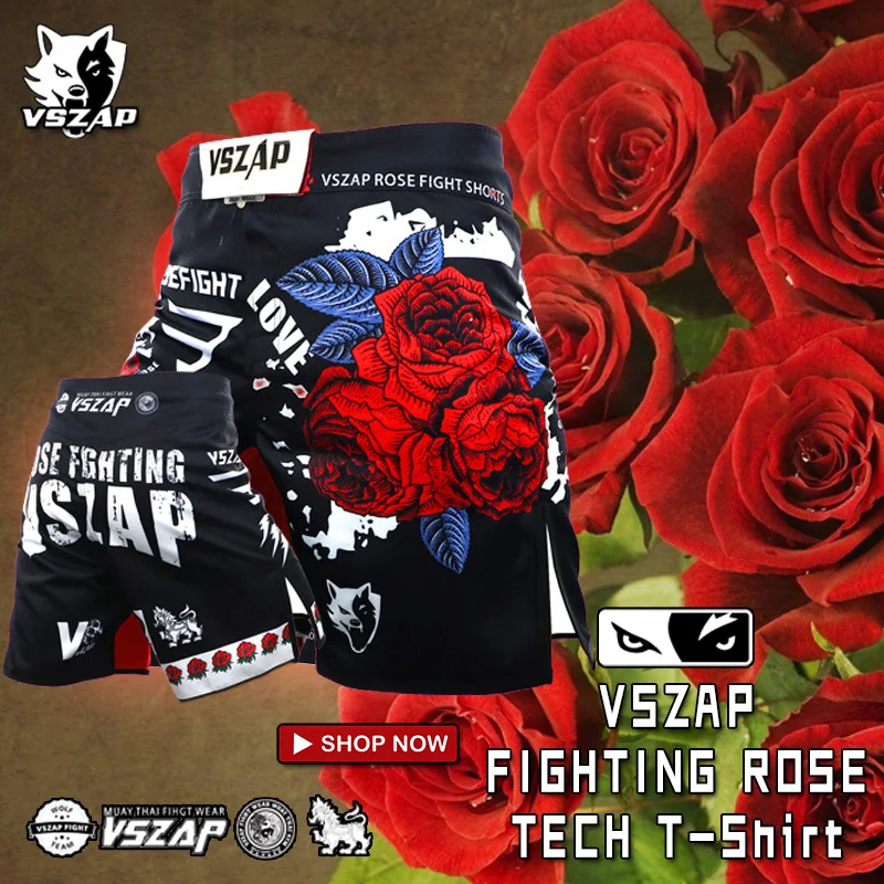 Vszap Rose Wolf Shorts Fighting MMA Fitness Sports Muay Thai Muscle Training Jiu Jitsu Sanda Fight Running