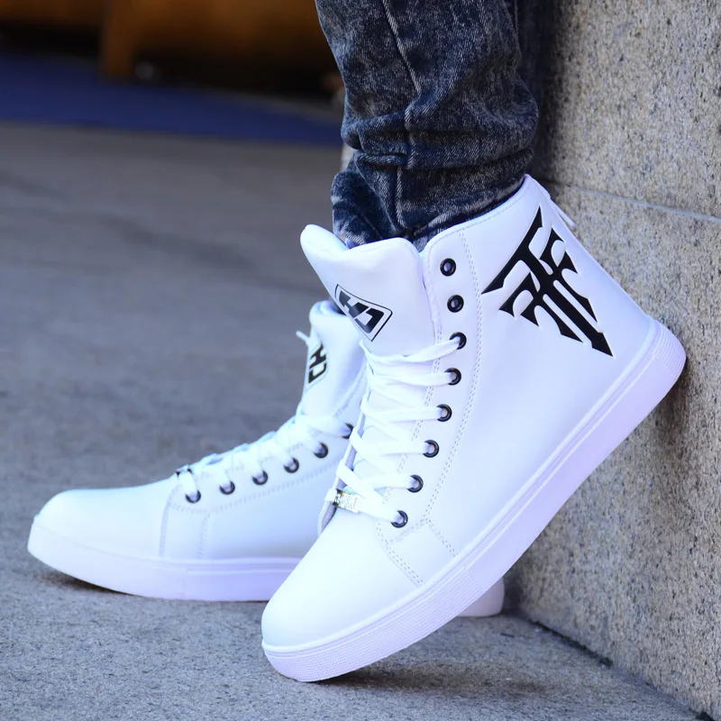 New Fashion High Top Sneakers Man White Sneaker Flat Comfortable Shoes Male Autumn Spring Popular Vulcanize Shoes Big Size 39-48 5