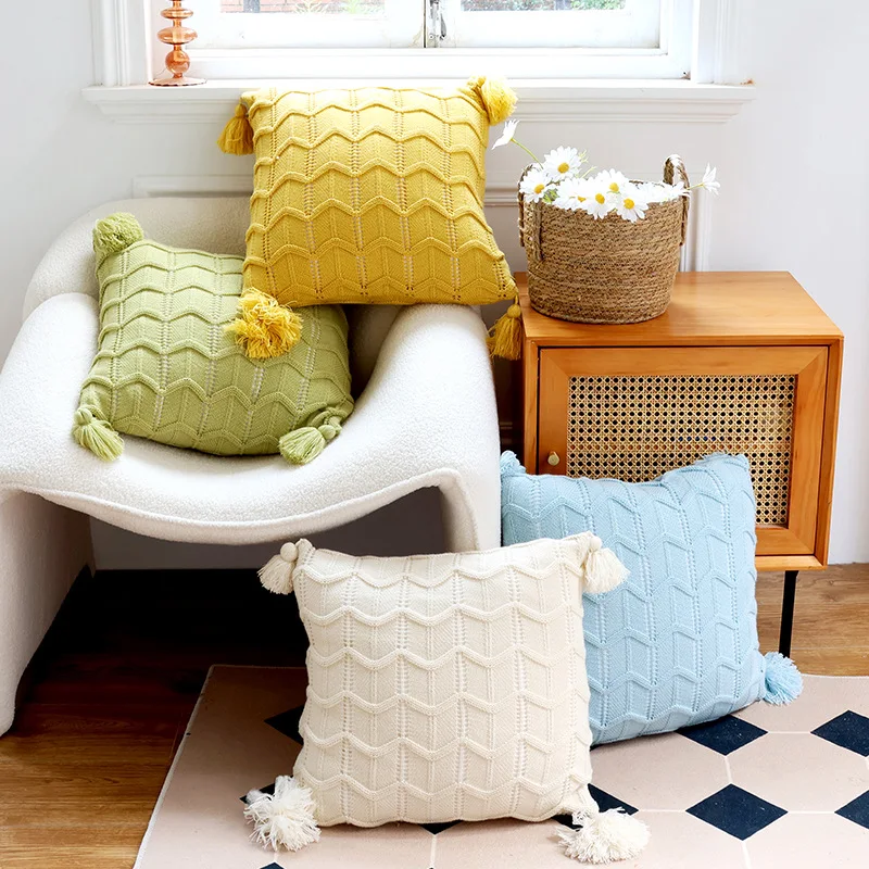 

Nordic Instagram Style Braided Pillow Solid Color Rhombus Cushion Bedside Cushion Bay Window Seat Cushions Sofa Pillow Cases