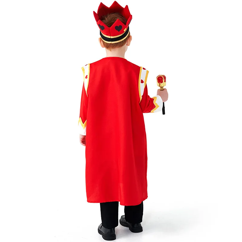 Kids King Costume with Crown & Cape Children's Royal Poker Theme Clothing Set Outfit Party Stage Dress Up