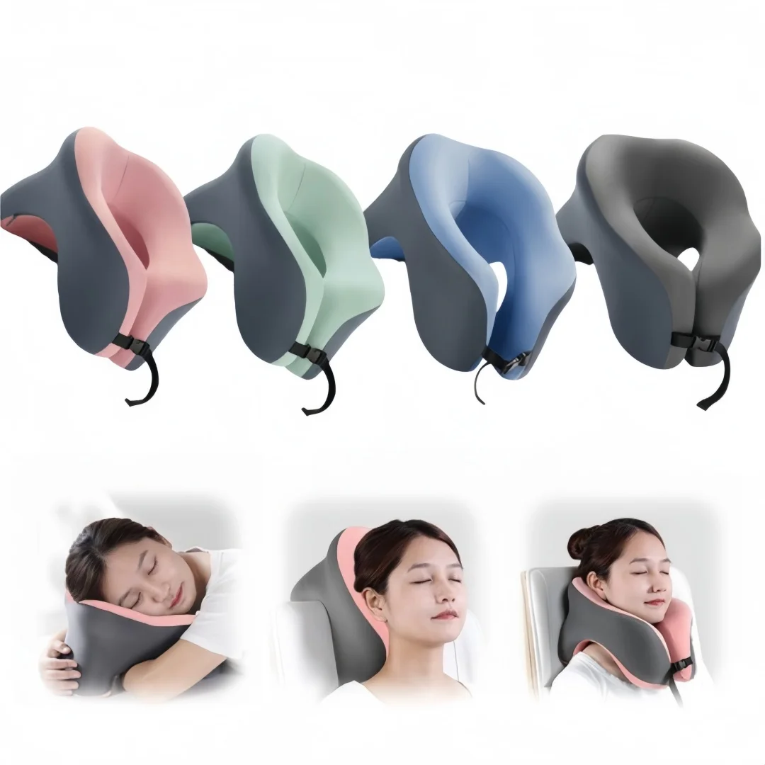 Ergonomic U-Shaped Neck Pillow Memory Foam Travel Pillow Breathable Removable Cover Head Support for Office Nap Car Airplane
