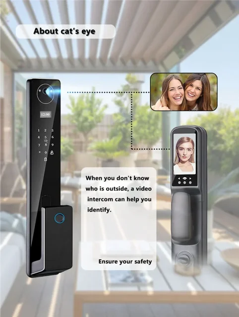 TUYA APP Digital Fingerprint 3D Face Recognition Lock with Camera Electric Digital Biometric Door Smart Lock 5
