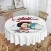 Mafalda World And Her Puppy Round Tablecloths 60 Inches Quino Comic Cartoon Table Cover for Kitchen Table Cloth 1