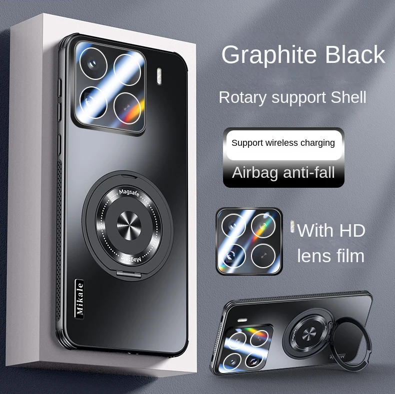 Enhanced Magnetic Wireless Charging Hard Matte Case with Ring