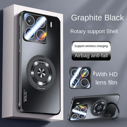 Enhanced Magnetic Wireless Charging Hard Matte Case with Ring for Mi 14 (Black)
