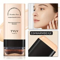 Lightweight Cream Foundation Stick with Brush,Velvet Moist Light Concealer Foundation Longlasting Flawless Face Makeup Cosmetics 1