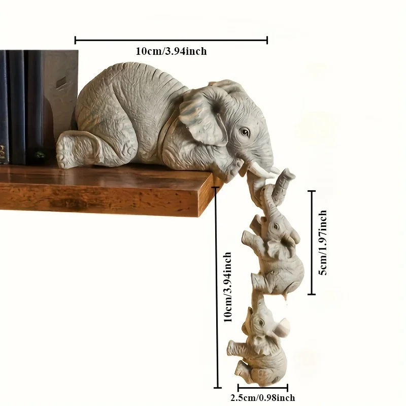 Cute Elephant Hug Baby Doll Resin Handicraft Decoration Home Decor Gift Decorative Figurines Miniatures Accessories 3 Pcs/set