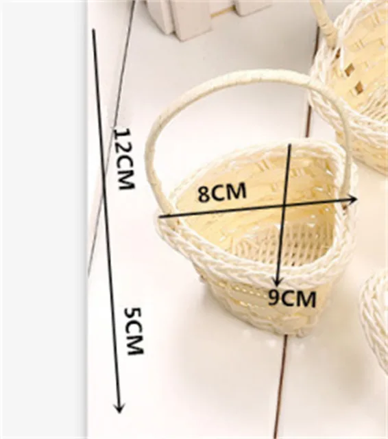 2 Cestini Nuziali A Forma Di Cuore In Rattan Bianco - Decorazioni Per Matrimonio, Portafiori Per Bambine, Intrecciati A Mano - Foto 6