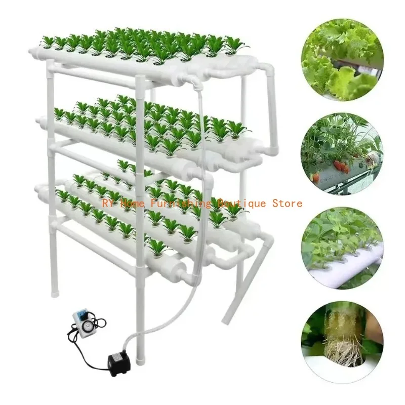 Indoor Greenhouse Planting Box, Gardening System, Nursery Pot, Hydroponic Rack, Pipe Grow Kit, NFT, 108 Holes
