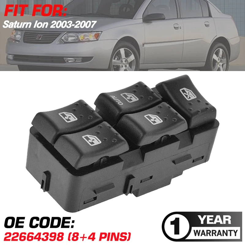 Car Power Master Window Switch Lifter Button 22664398 8+4 Pins For Saturn Ion 2003 2004 2005 2006 2007 DWS1332 64100324