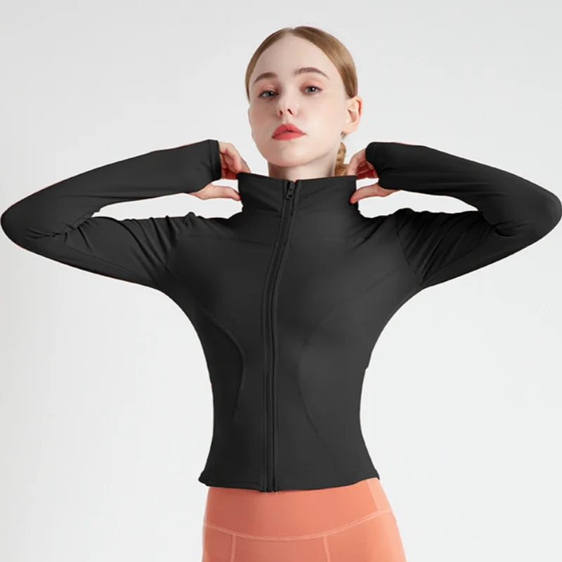 Sports Jacket Long Sleeves Workout fitness Clothes for Cycling Yoga Gym Top Slimming Yoga Sport Jacket Running Sport Zipper Coat yoga jacket yoga wear sports jacket