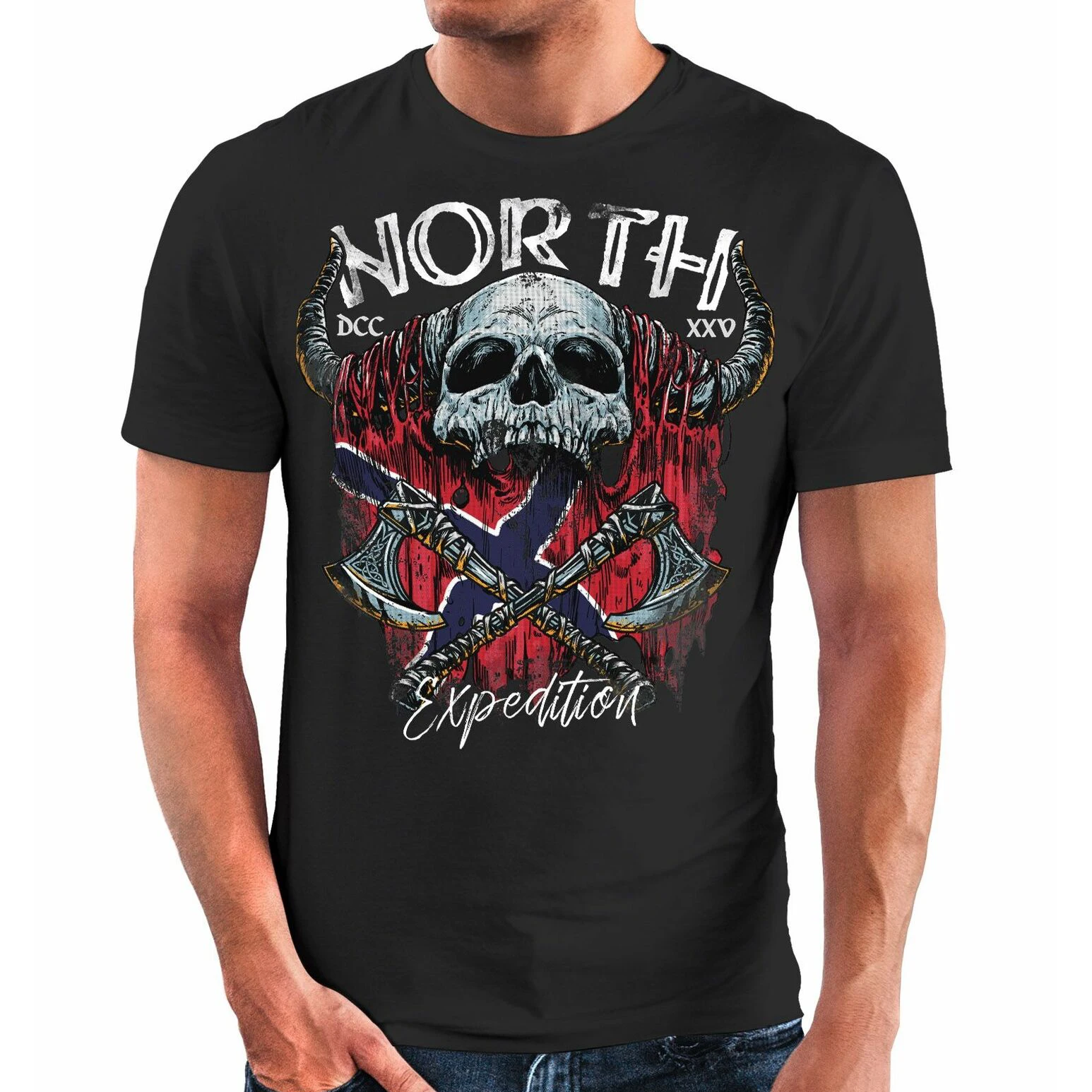 

Fashion Norway Skull Printed T-Shirt 100% Cotton O-Neck Summer Short Sleeve Casual Mens T-shirt Size S-3XL
