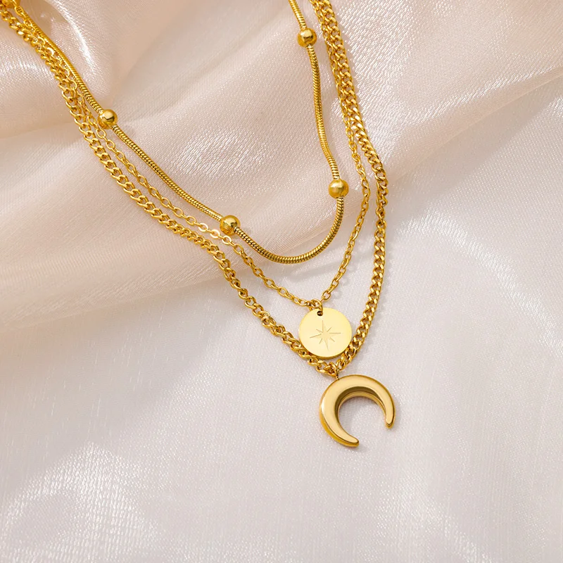 Fashion Necklaces Multilayer Gold Plated Chain Necklace