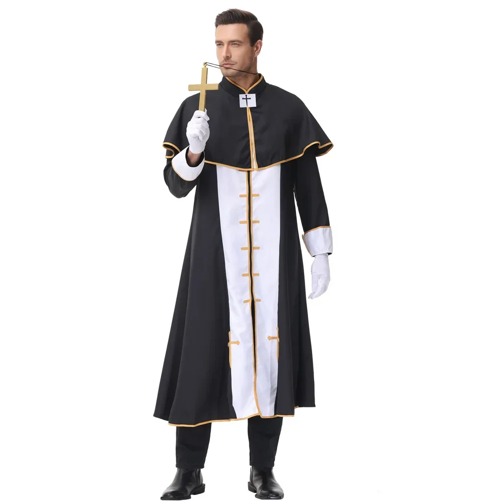 

2022 New Easter Purim Halloween Costume for Men Priest Bishop Costumes Christian Pastor Cosplay Jesus Christ Godfather Priest