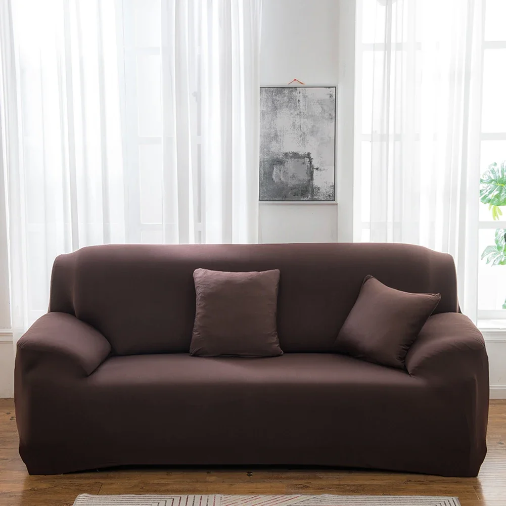 Elegant Elastic Sofa Slipcovers - Solid Color Milk Silk for Living Room Furniture Protection