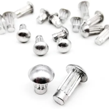 100pcs M2 M2.5 M3 M4 GB827 Aluminum Button Round Head Knurled Shank Solid Rivet for Label Name Plate Diameter 2mm 2.5mm 3mm 4mm