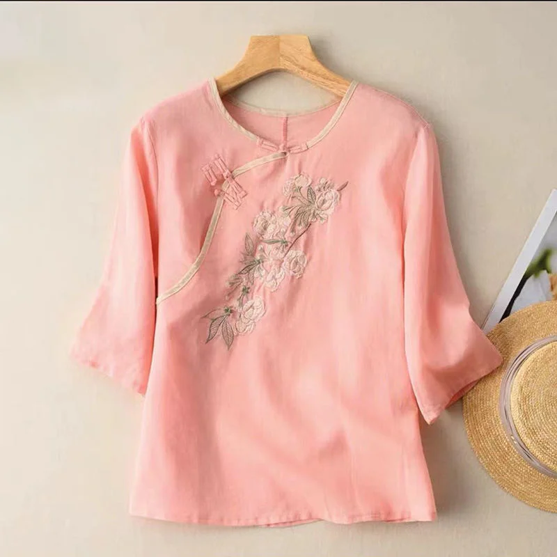 Chinese style women's clothing vintage top fashion woman blouses chinese traditional hanfu cheongsam Oriental embroidery