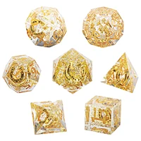 DND Dice Set Transparent Resin Sharp Edge Filled with Lucky Horseshoe & Glitter Inside - 7 Polyhedral Gaming Dice for Borad Game 1