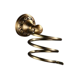 Elegant Antique Brass Bathroom Accessories Set - Includes Robe Hook, Paper Holder, Towel Bar, and Soap Basket (Hair Dryer Rack)