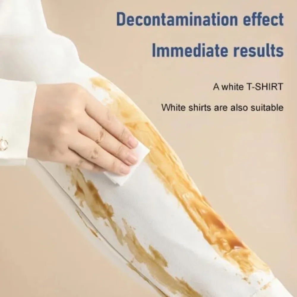 20Pcs Disposable Clothes Stain Removal Wet Wipes Clothes Fabric Silk Linen Blood Coffee Decontamination Wipes
