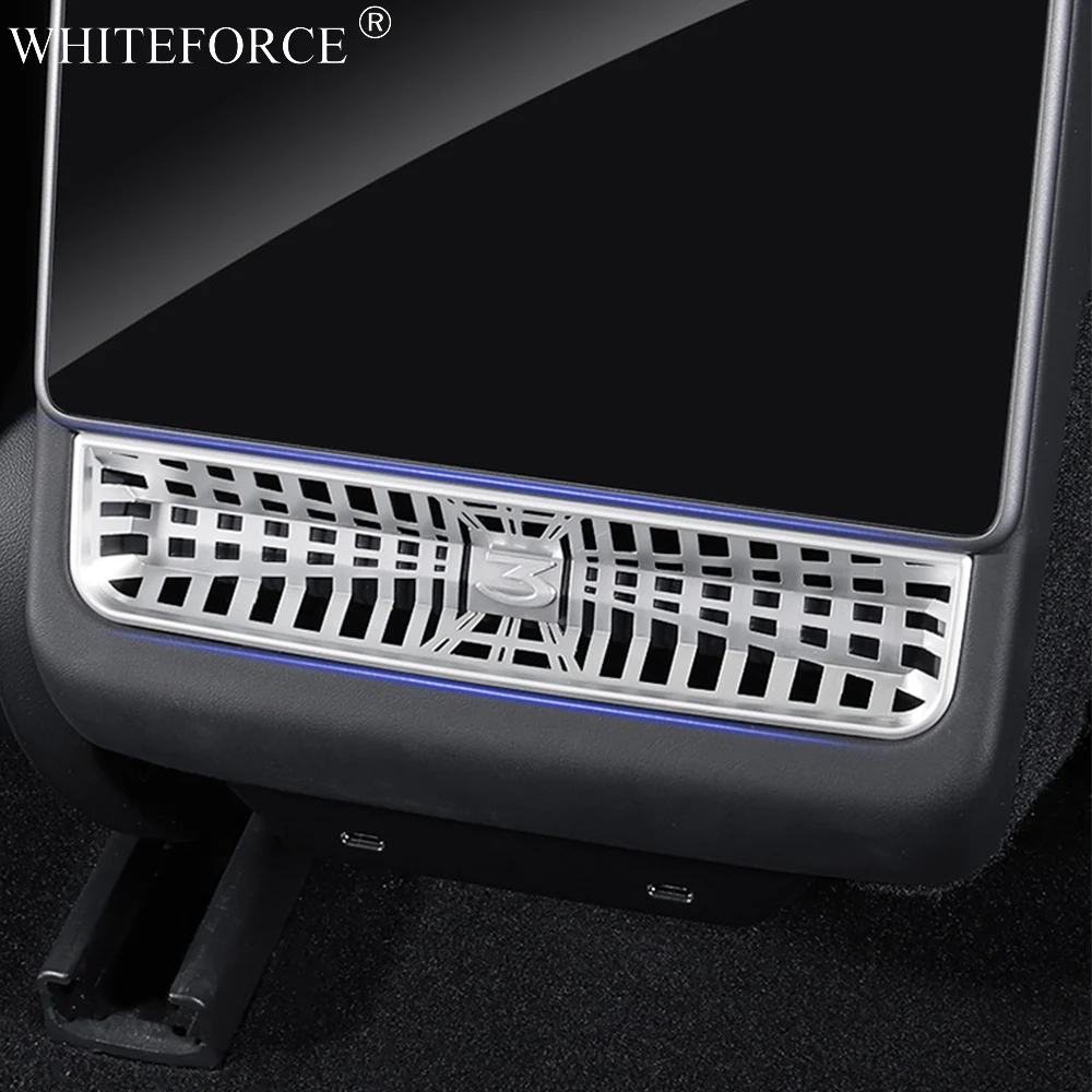 Für Tesla Model Y Juniper Model 3, Highland Rear Air Vent Cover Center Console Armlehne Box Back Conditioner Outlet Filter Grille